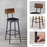 Elegant Rustic Brown Bar Stool Set with Shelf USA