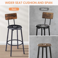 Elegant Rustic Brown Bar Stool Set with Shelf USA