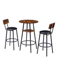 Elegant Rustic Brown Bar Stool Set with Shelf USA