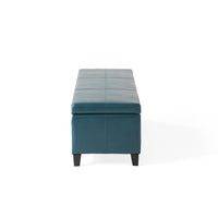 Elegant Teal Blue Leather Storage Ottoman Coffee Table USA