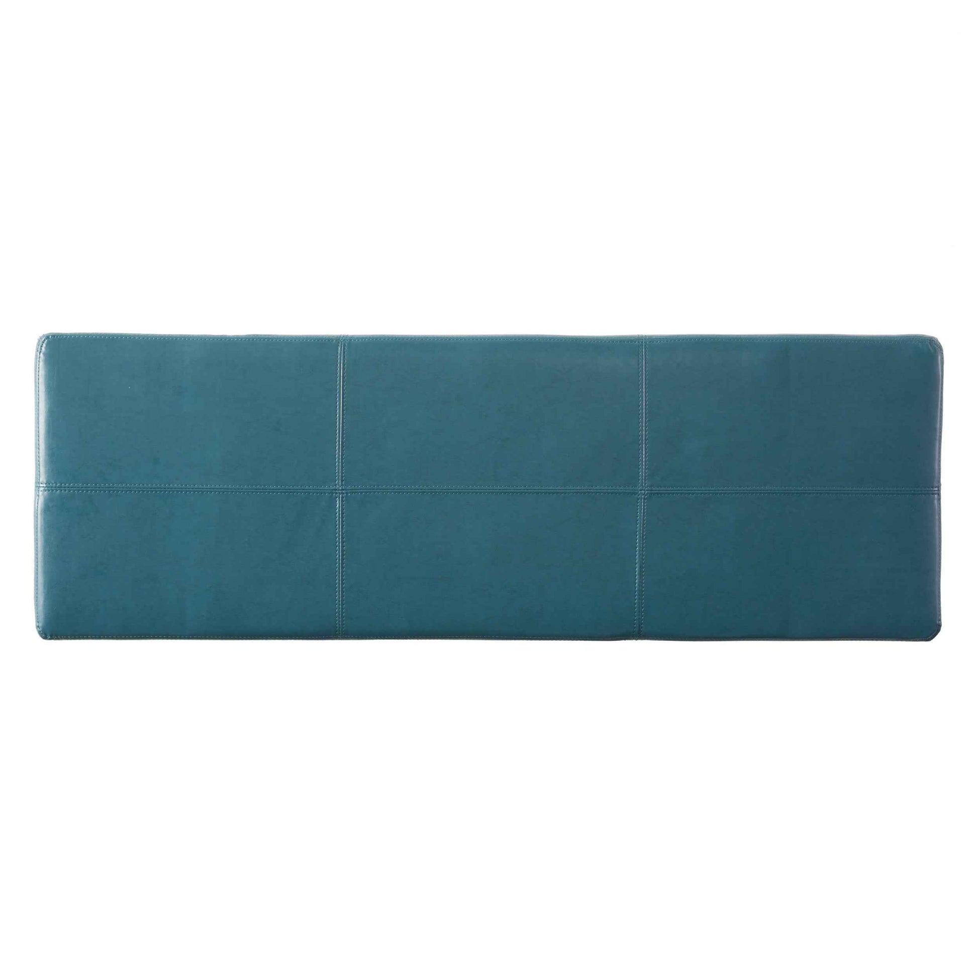 Elegant Teal Blue Leather Storage Ottoman Coffee Table