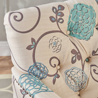 Elegant Tufted Accent Chair with Floral Upholstery USA