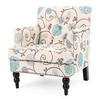 Elegant Tufted Accent Chair with Floral Upholstery USA