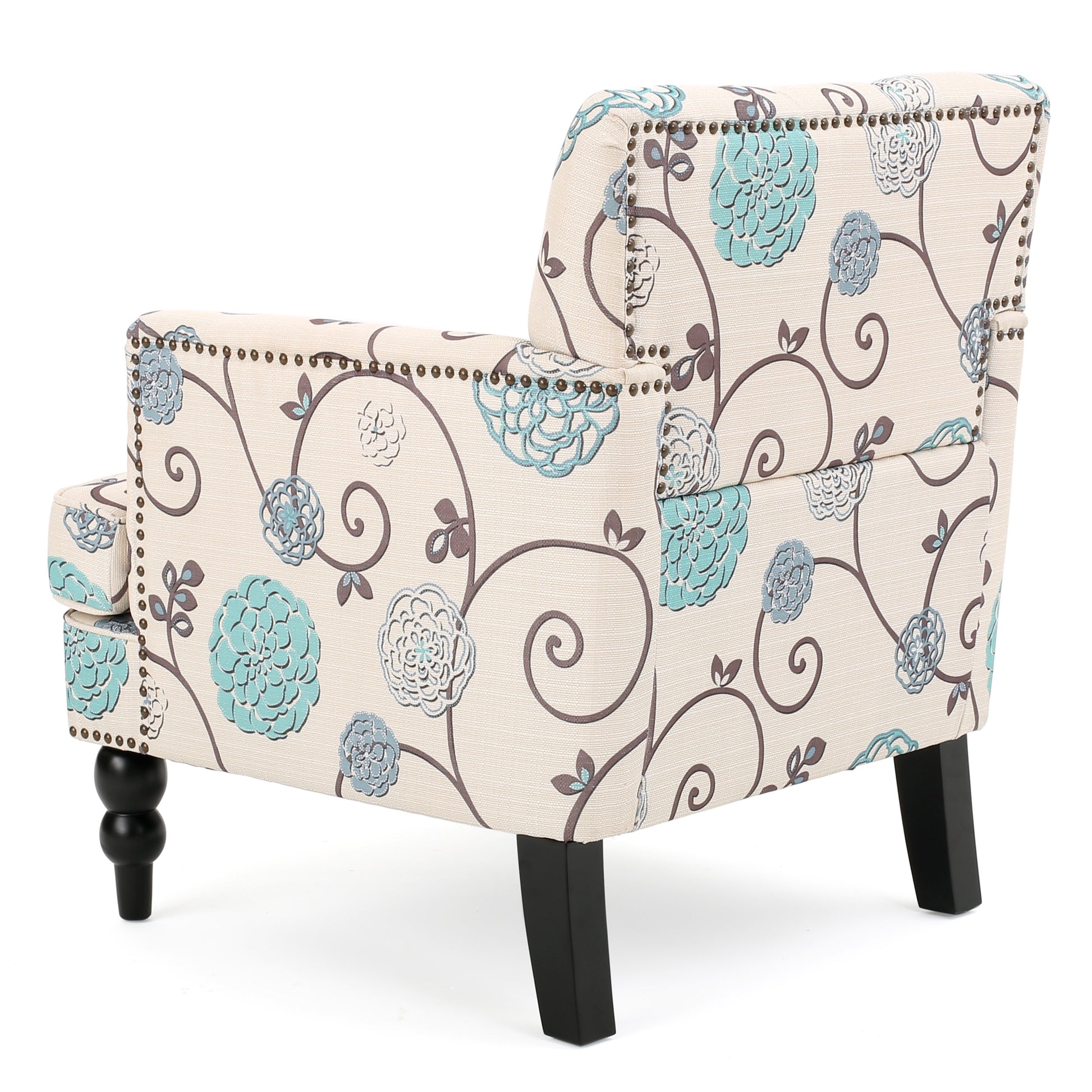 Elegant Tufted Accent Chair with Floral Upholstery USA