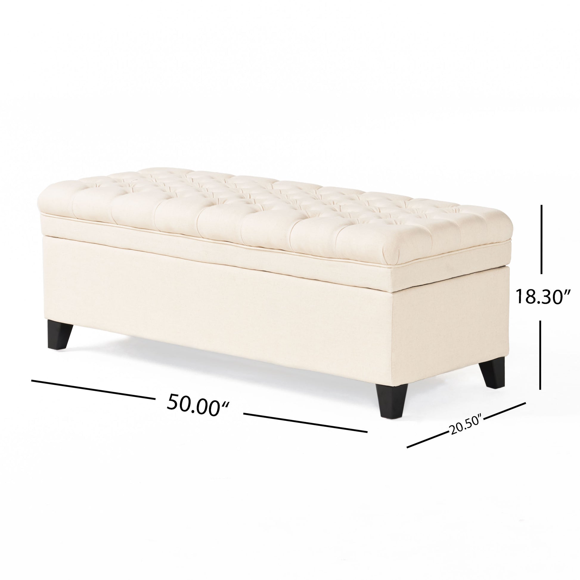 Elegant Tufted Ivory Linen Storage Ottoman Coffee Table USA