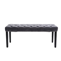 Elegant Tufted Velvet Entryway Bench in Dark Gray- USA