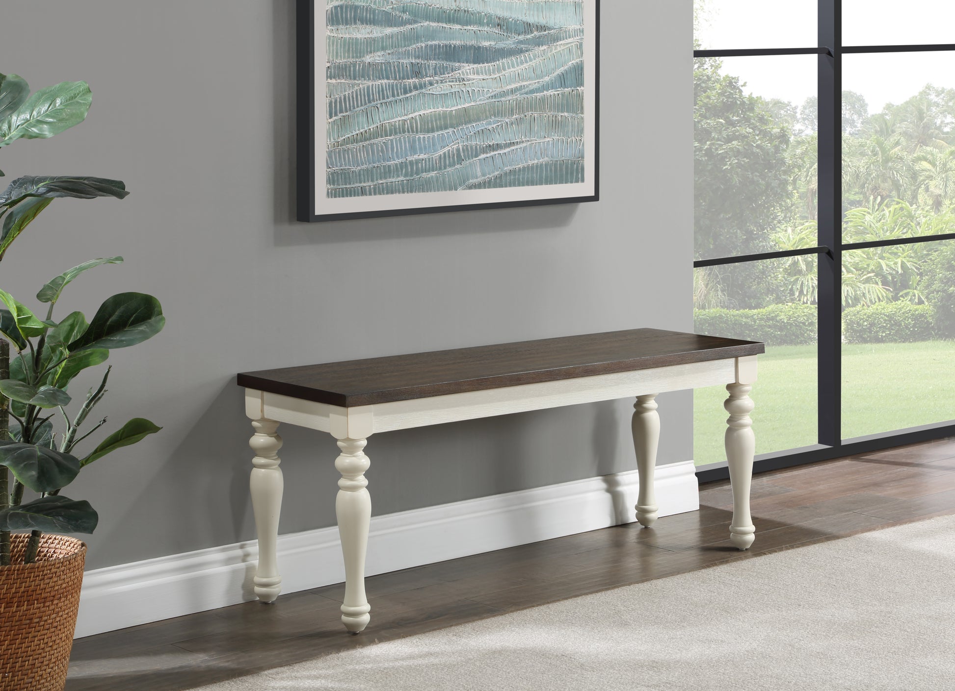 Elegant Two-Tone Entryway Bench by Furnistra USA