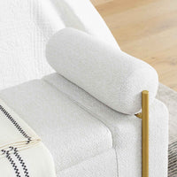 Elegant Upholstered Linen Storage Bench with Cylindrical Arms and Iron Legs