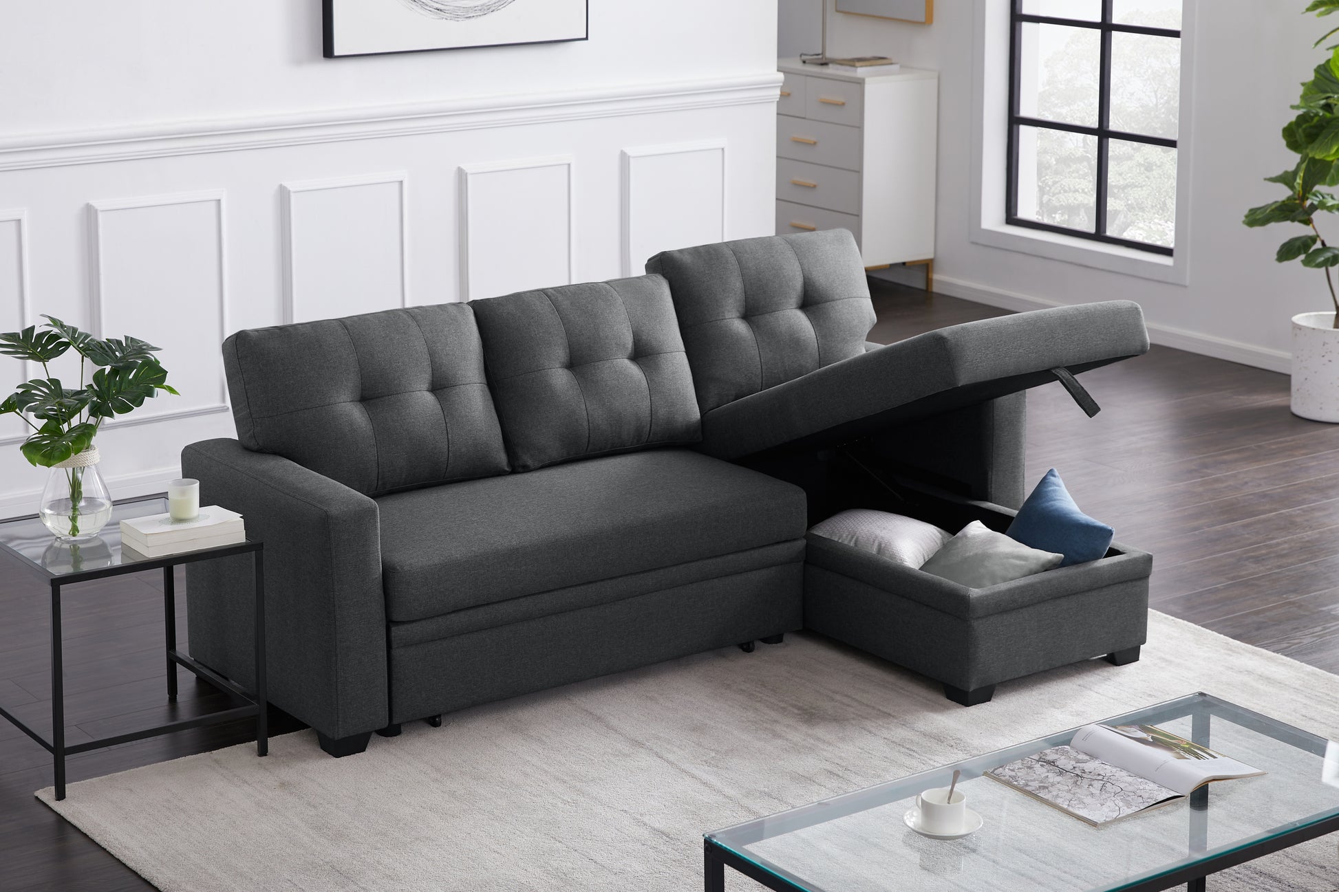 Elegant Upholstered Modular Sectional Sofa with Chaise USA