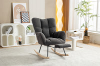 Elegant Upholstered Wingback Rocking Chair in Dark Gray Fabric USA