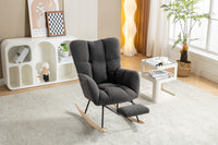 Elegant Upholstered Wingback Rocking Chair in Dark Gray Fabric USA