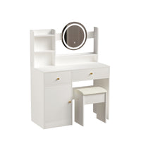 Elegant Vanity Desk with Lighted Mirror and Tufted Chair USA