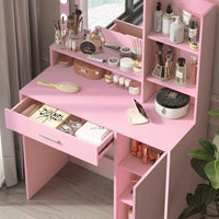 Elegant Vanity Table with Lighted Mirror and Storage Drawers