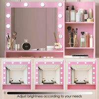 Elegant Vanity Table with Lighted Mirror and Storage Drawers