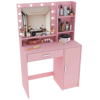 Elegant Vanity Table with Lighted Mirror and Storage Drawers