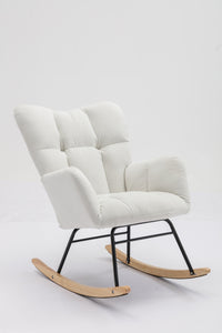 Elegant Velvet Rocking Chair with Tufted Backrest USA