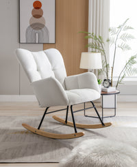 Elegant Velvet Rocking Chair with Tufted Backrest USA