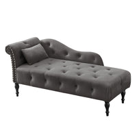 Elegant Velvet Tufted Chaise Lounge with Metallic Nailhead Trim USA