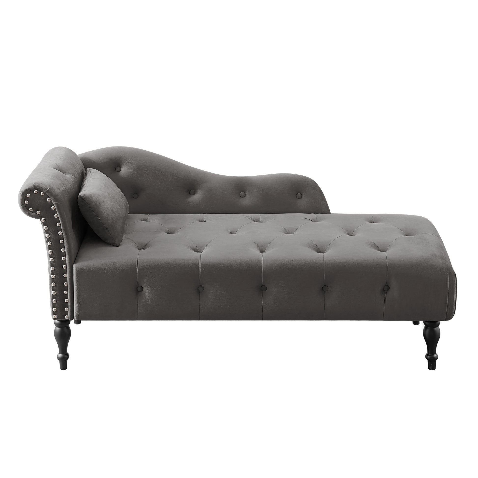 Elegant Velvet Tufted Chaise Lounge with Metallic Nailhead Trim USA