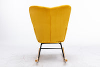 Elegant Velvet Tufted Rocking Chair in Golden Yellow USA