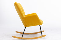 Elegant Velvet Tufted Rocking Chair in Golden Yellow USA