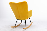 Elegant Velvet Tufted Rocking Chair in Golden Yellow USA