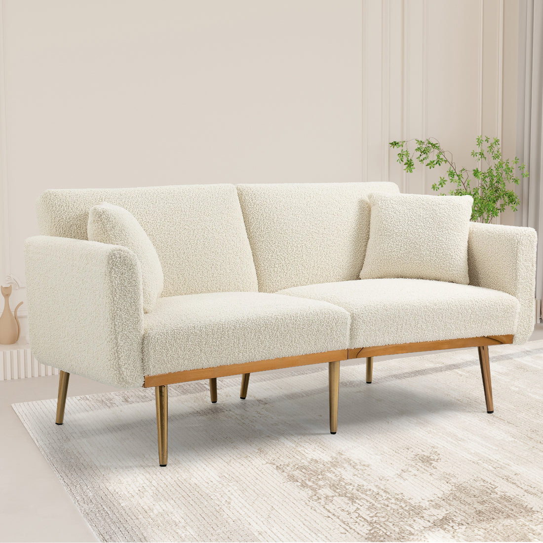 Elegant Velvet Tufted Sofa with Solid Wood Legs USA