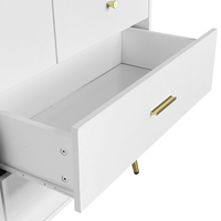 Elegant White 6-Drawer Wooden Dresser with Golden Handles and Legs USA