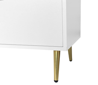 Elegant White 6-Drawer Wooden Dresser with Golden Handles and Legs USA