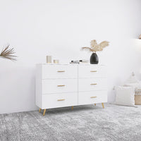 Elegant White Modern 6-Drawer Dresser with Sleek Gold-Tone Hardware and Legs USA