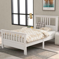 Elegant White Wood Platform Bed with Headboard and Footboard- USA