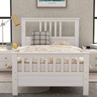 Elegant White Wood Platform Bed with Headboard and Footboard- USA