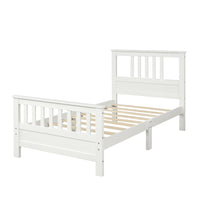 Elegant White Wood Platform Bed with Headboard and Footboard- USA