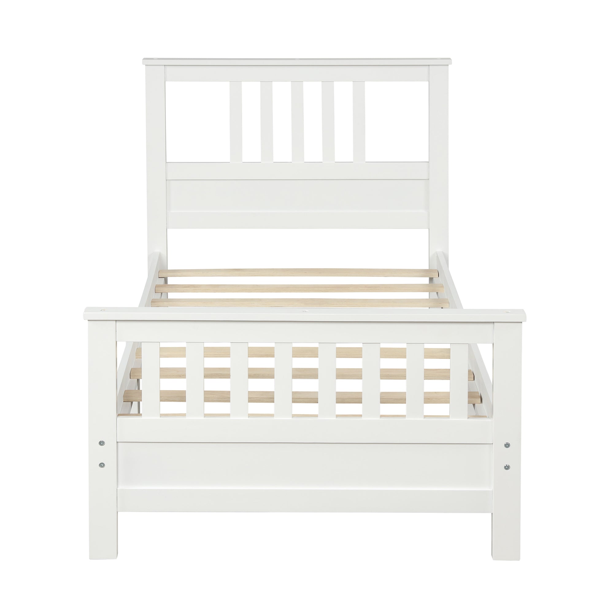 Elegant White Wood Platform Bed with Headboard and Footboard- USA