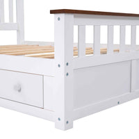 Elegant White Wood Platform Full Size Bed with Drawers