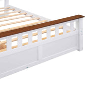 Elegant White Wood Platform Full Size Bed with Drawers