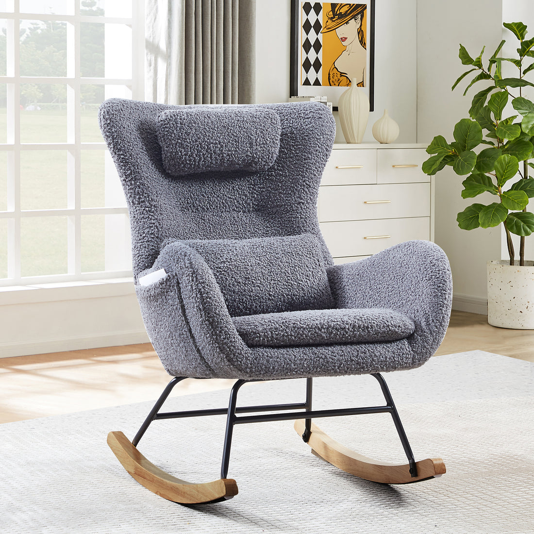 Elegant Winged Armchair with Tufted Backrest USA