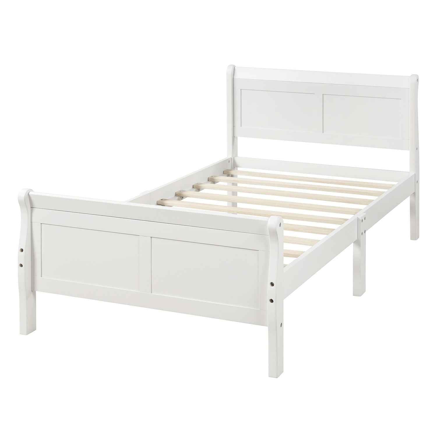 Elegant Wood Platform Twin Bed Frame by Furnistra- USA