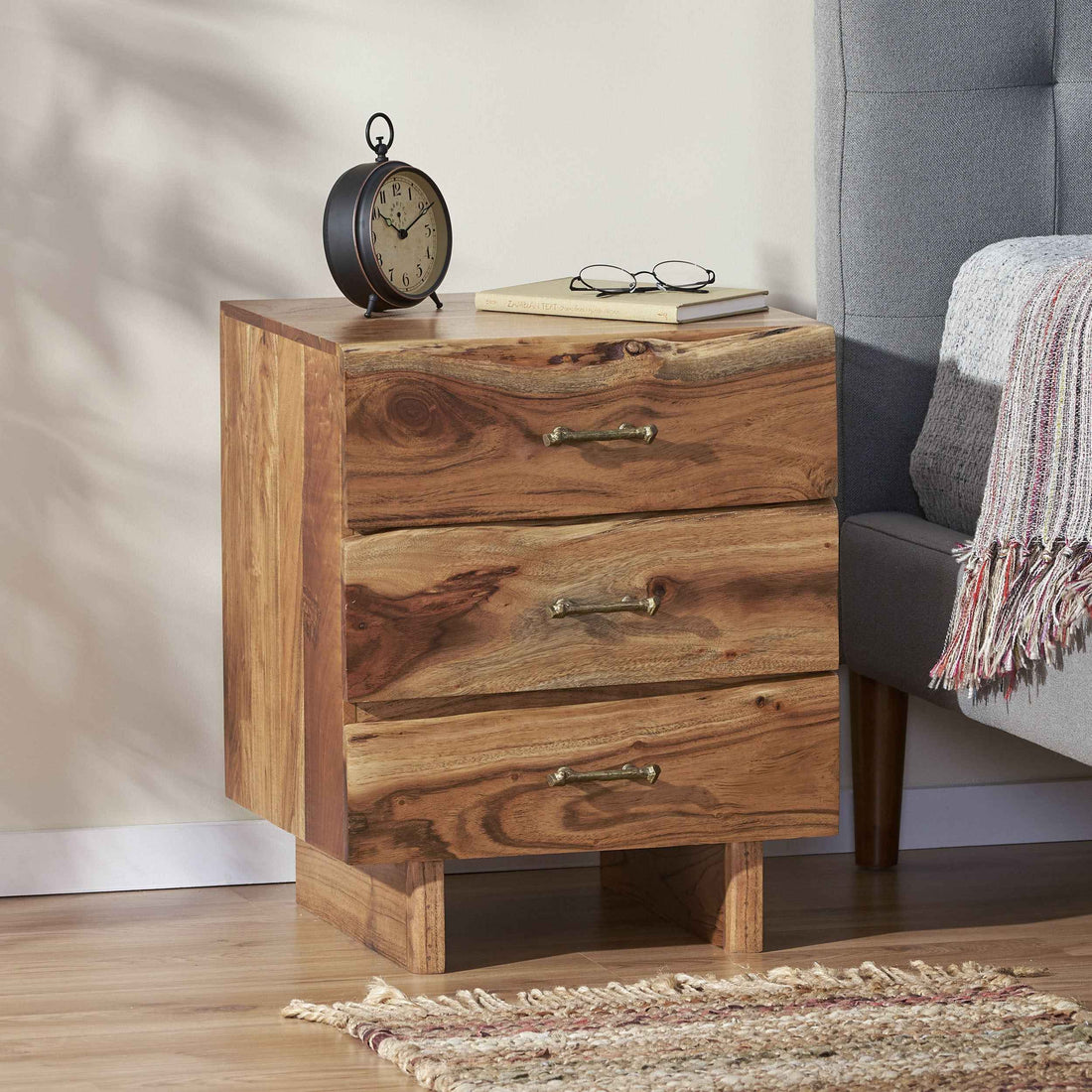 Elegant Wooden Nightstand with Rustic Charm