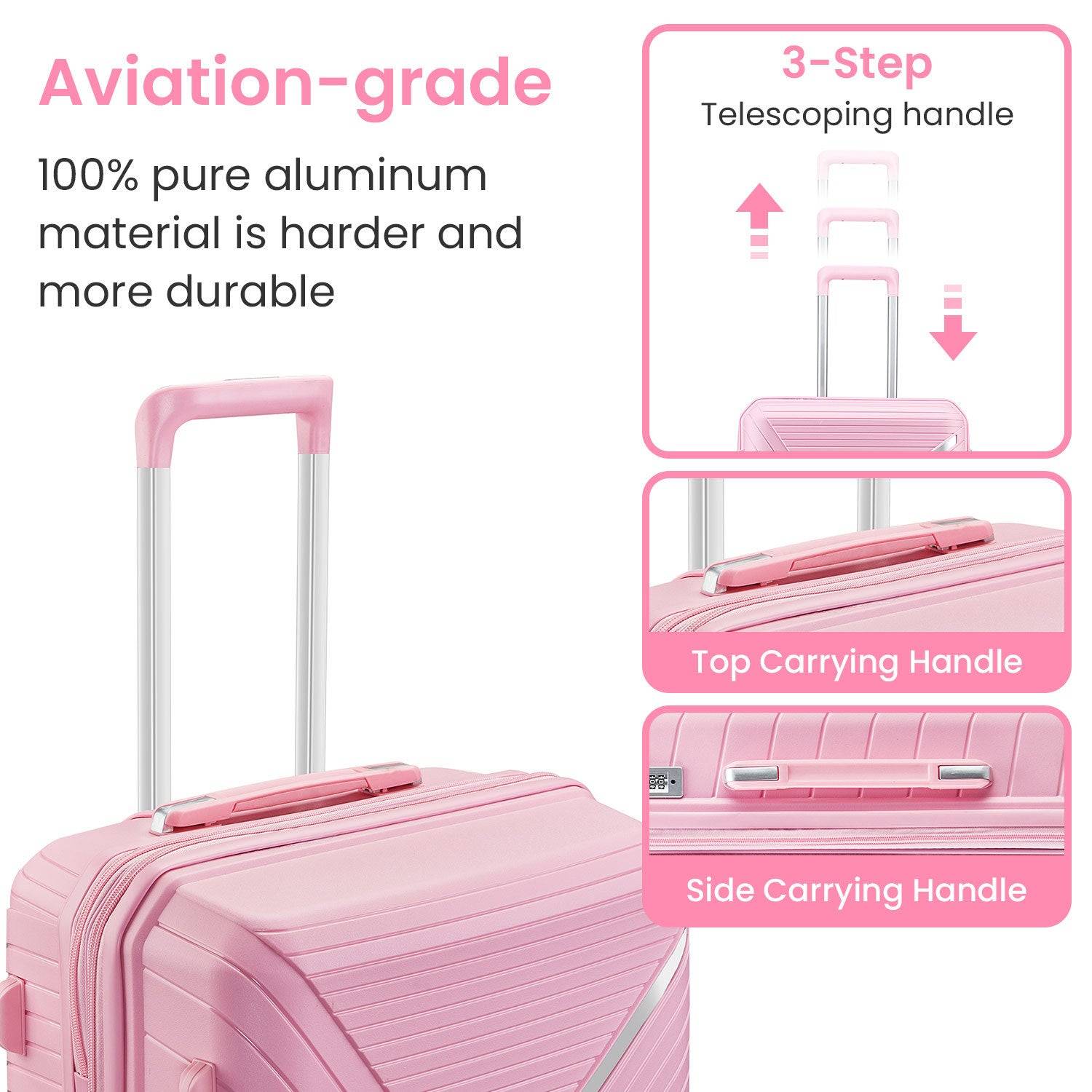 Expandable Lightweight Luggage Set in Stylish Pink USA