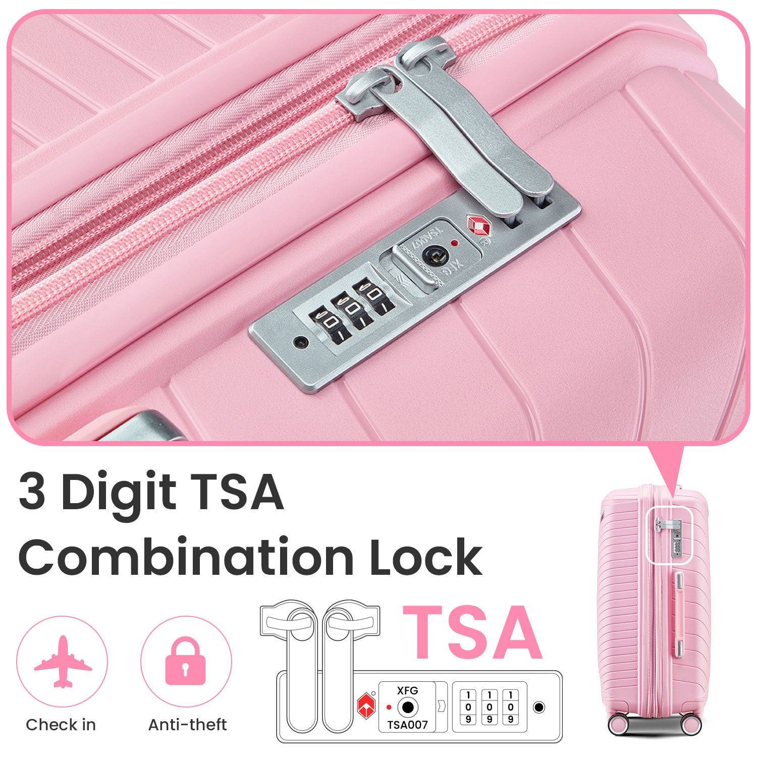 Expandable Lightweight Luggage Set in Stylish Pink USA