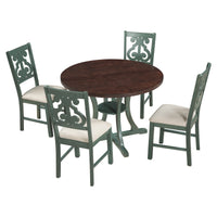 Exquisite 5-Piece Round Dining Set with Rustic Wood Table and Comfortable Padded Chairs USA