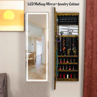 Fashion Simple Jewelry Storage Mirror Cabinet With LED Lights Can Be Hung On The Door Or Wall