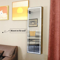 Fashion Simple Jewelry Storage Mirror Cabinet With LED Lights Can Be Hung On The Door Or Wall