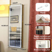 Fashion Simple Jewelry Storage Mirror Cabinet With LED Lights Can Be Hung On The Door Or Wall