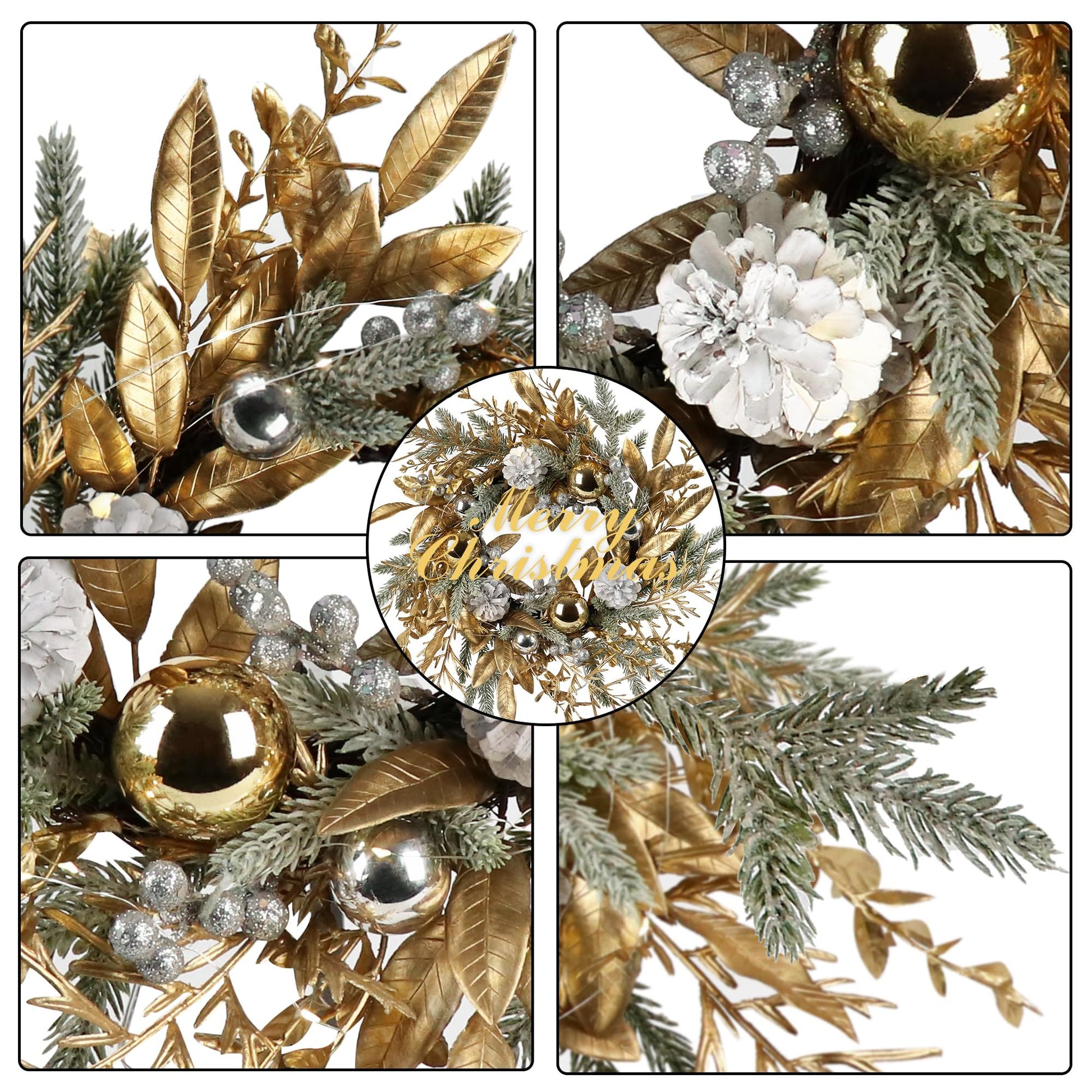 Festive Christmas Wreath with Golden Accents USA