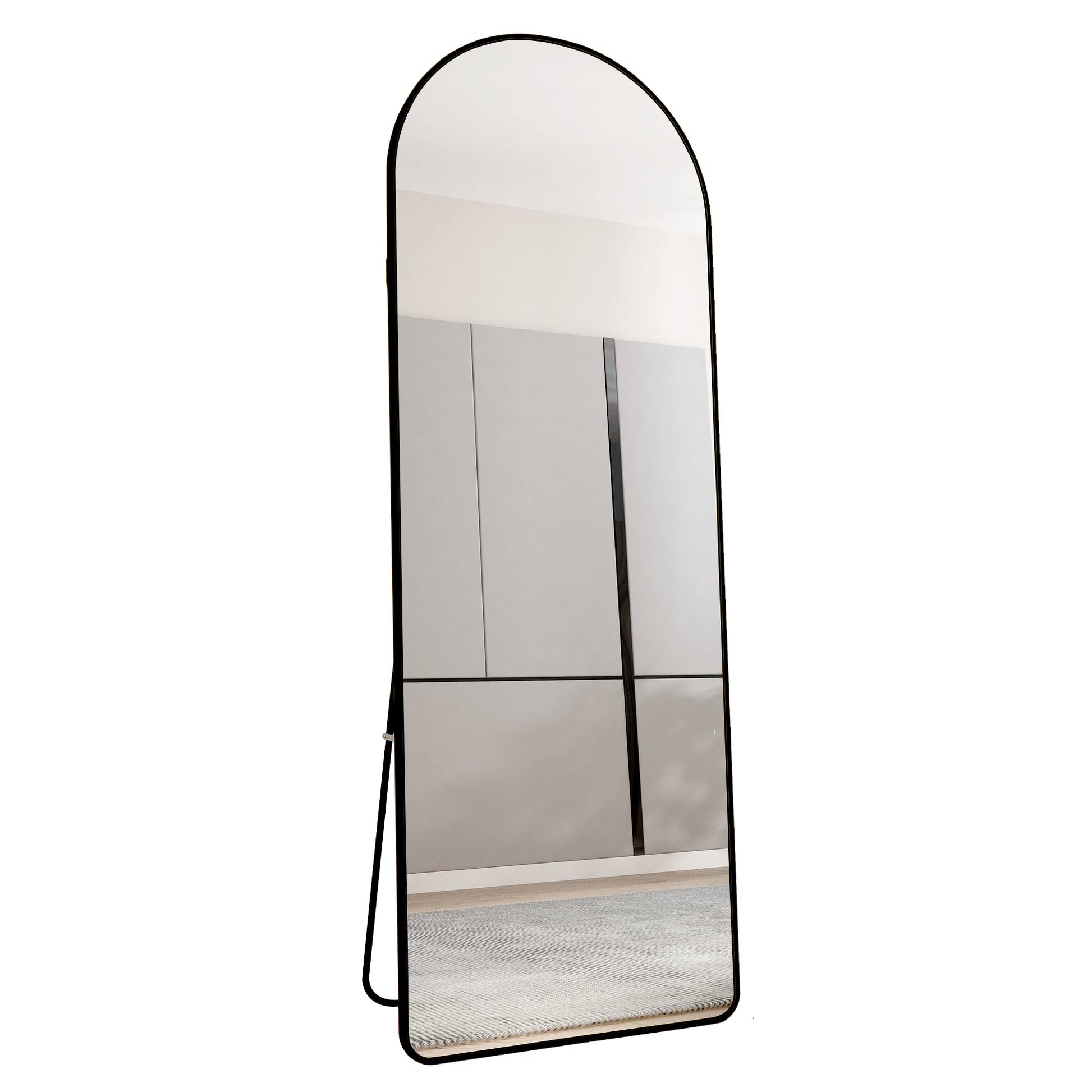 Full-Length Arched Black Mirror - Stylish Aluminum Frame for Any Space USA