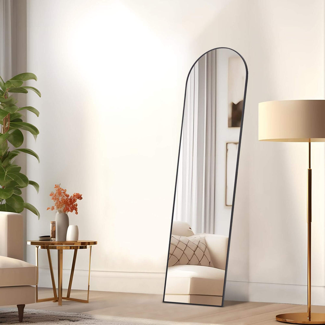 Full-Length Decorative Standing Mirror with Thin Aluminum Alloy Frame - 21 x 64 - Black USA