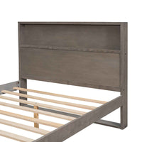 Full Size Platform Bed with Storage Headboard and Charging Ports