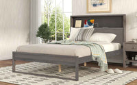 Full Size Platform Bed with Storage Headboard and Charging Ports